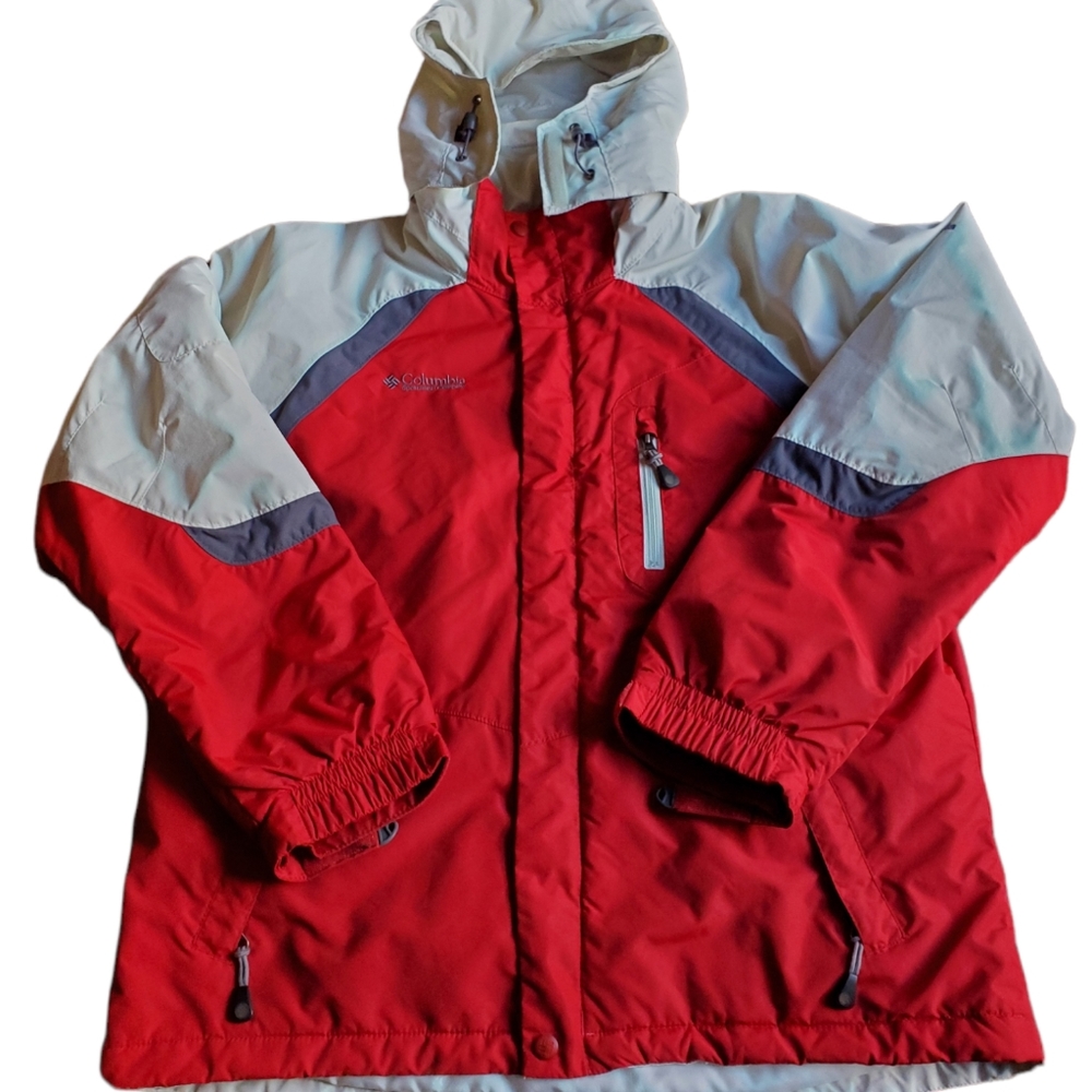 Mens Columbia Vented Coat / Size M / Red, Gray and White